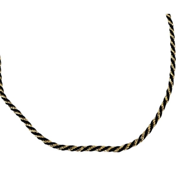 VTG 70s Trifari Twisted Gold Chain Necklace Black Gold 24" Gothic Dark Fairy - Picture 3 of 9